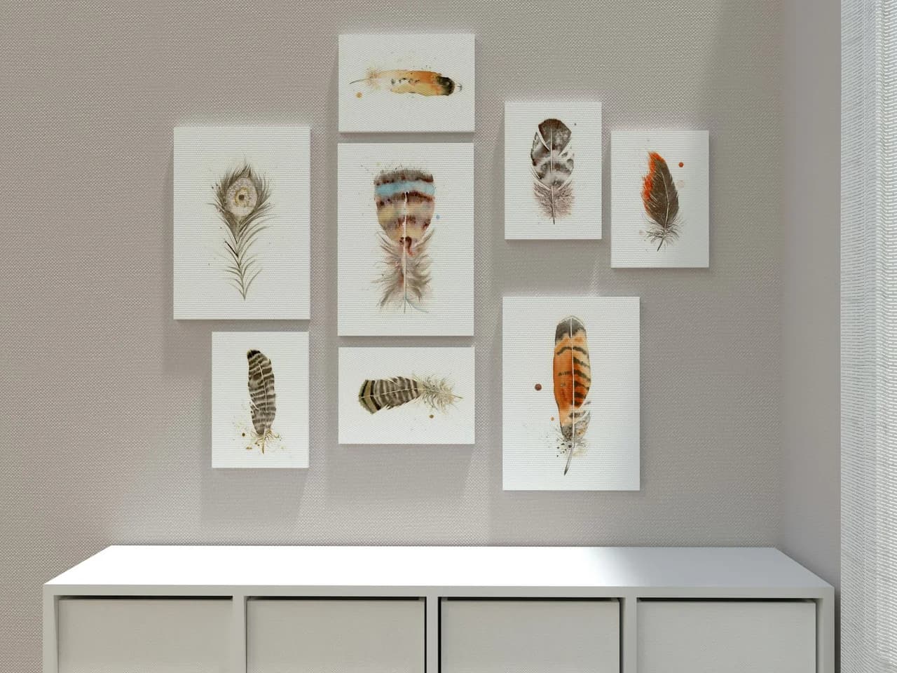 Red-tail Hawk shown in a room setting