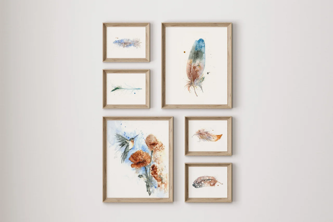 Hummingbird + Poppies shown in a room setting