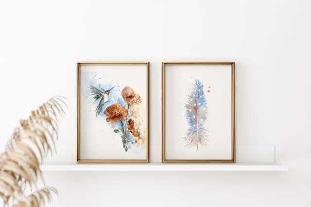 Hummingbird + Poppies shown in a room setting