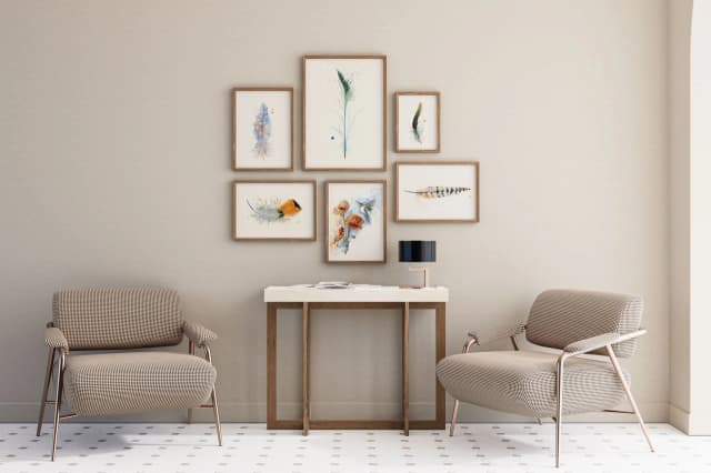 Hummingbird + Poppies shown in a room setting