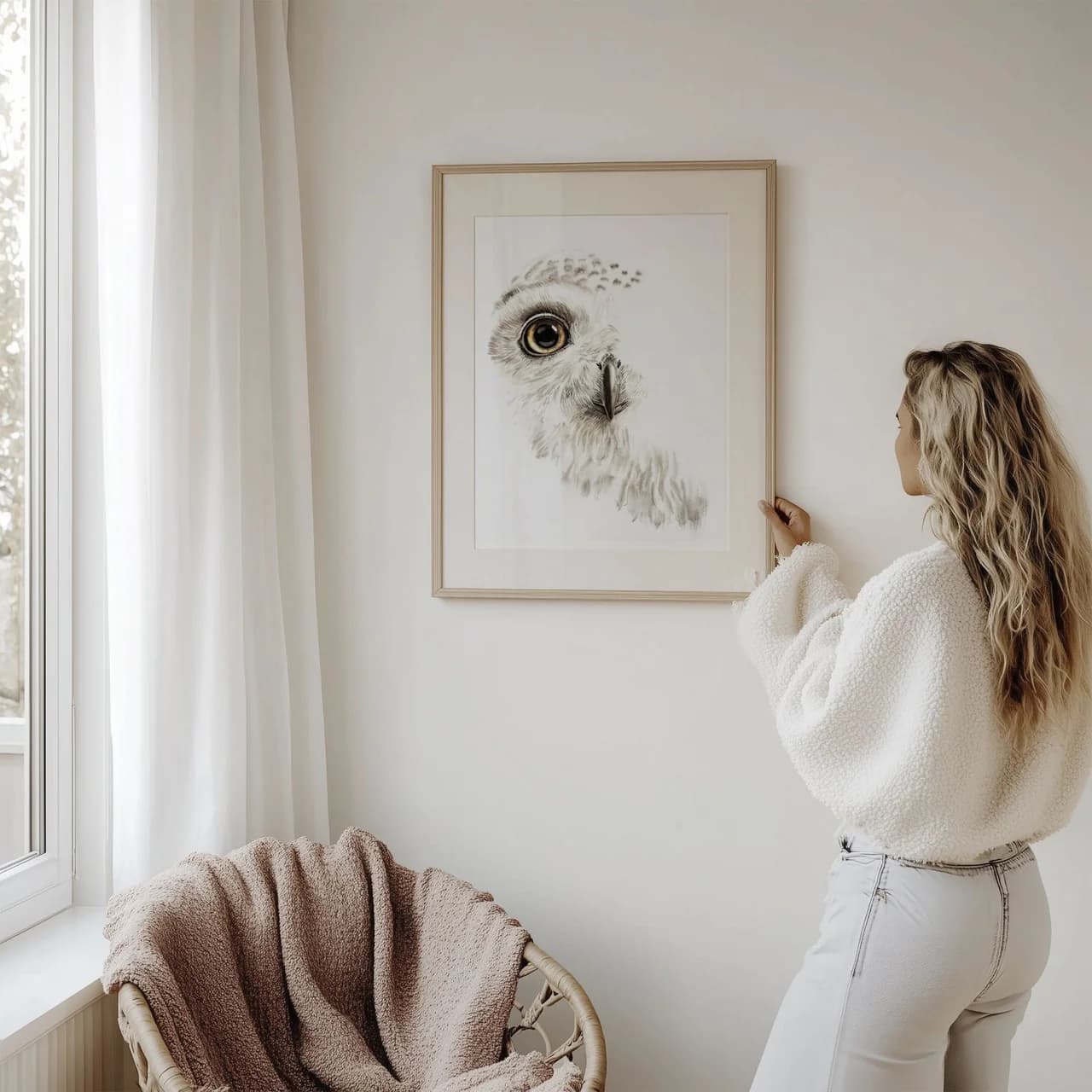 Snow Owl Gaze shown in a room setting