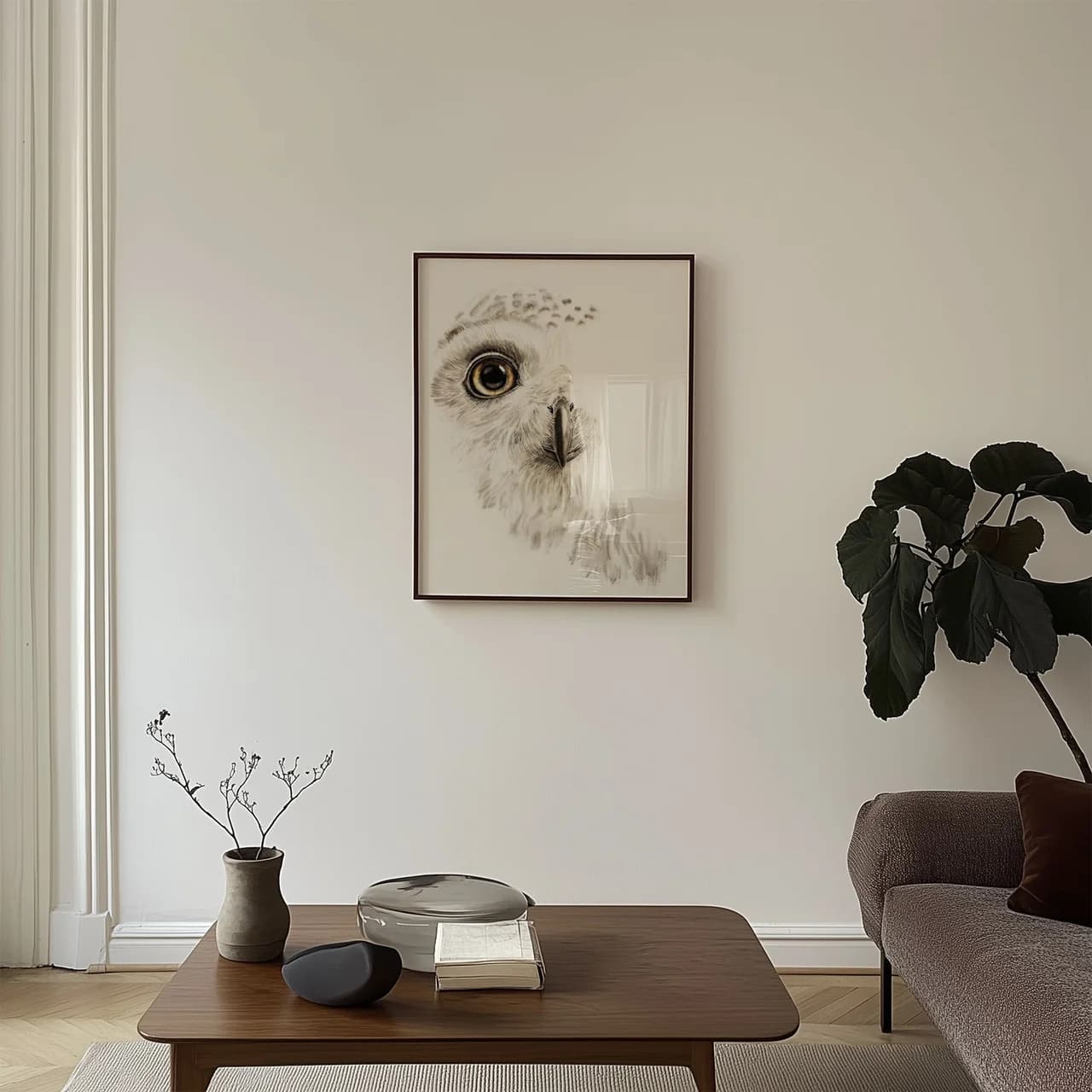 Snow Owl Gaze shown in a room setting