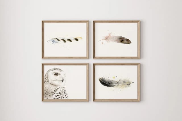 Snow Owl Portrait shown in a room setting