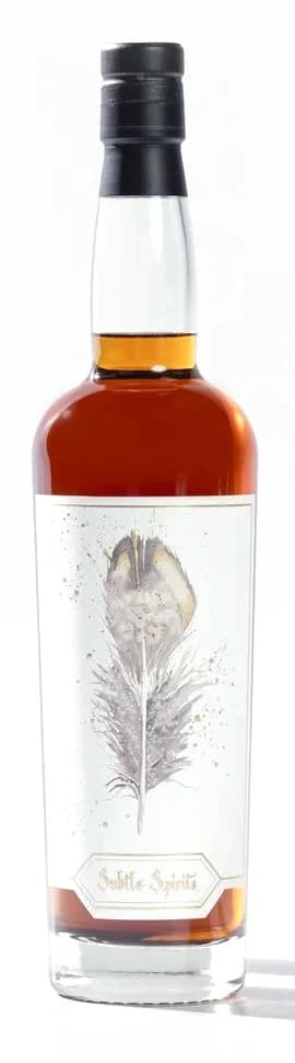 The Quail bottle of A Collection of Rare Birds, its label the feather Shayna painted